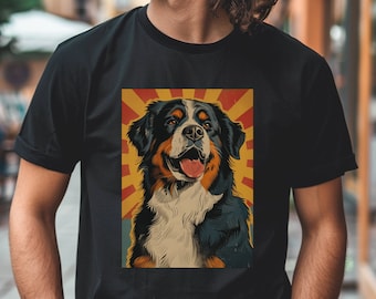 Retro Berner Sennen-T-shirt, grafisch hondenshirt