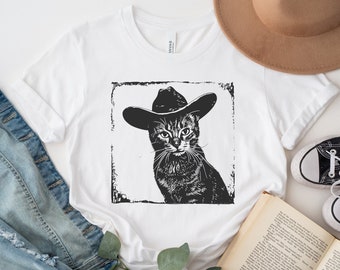 T-shirt cowboykat, uniseks country-western kittenshirt