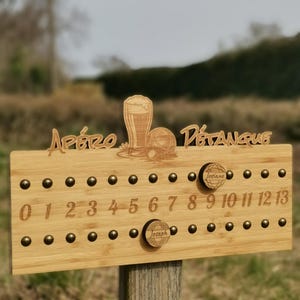Compte points pétanque en bois – Marqueur de score aimanté – Décoration “Apéro Pétanque" – Cadeau original