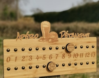 Boule-Punktezähler aus Holz – Magnetischer Punktemarker – Dekoration „Pétanque Happy Hour“ – Originelles Geschenk