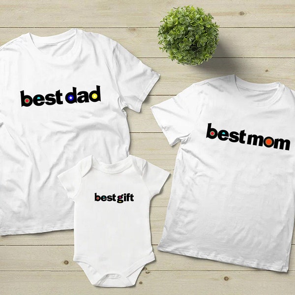 Happy Family Shoot Mom and Dad shirts, Matching holiday shirts, Baby onesie best gift family shirt set, Best Mom, Best Dad, First Pregnancy