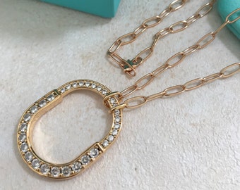 Authentieke 18K geelgouden HardWear ronde Pave Diamond Link ketting, cadeaus voor haar