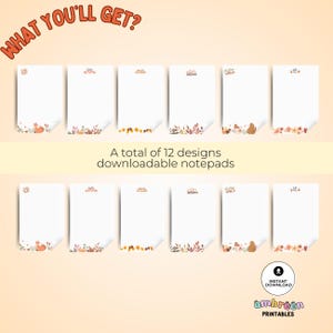 Autumn Theme Notepad Bundle Printable Stationery Fall Dotted Lined ...