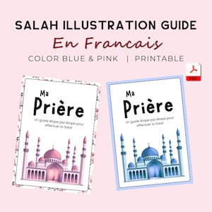 Illustrierter Salah Gebetsführer für Kinder (Französisch), druckbare PDF-Datei