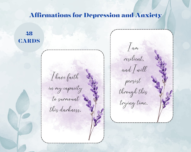 Printable Positive Affirmation Cards for Anxiety, Stress, Depression ...