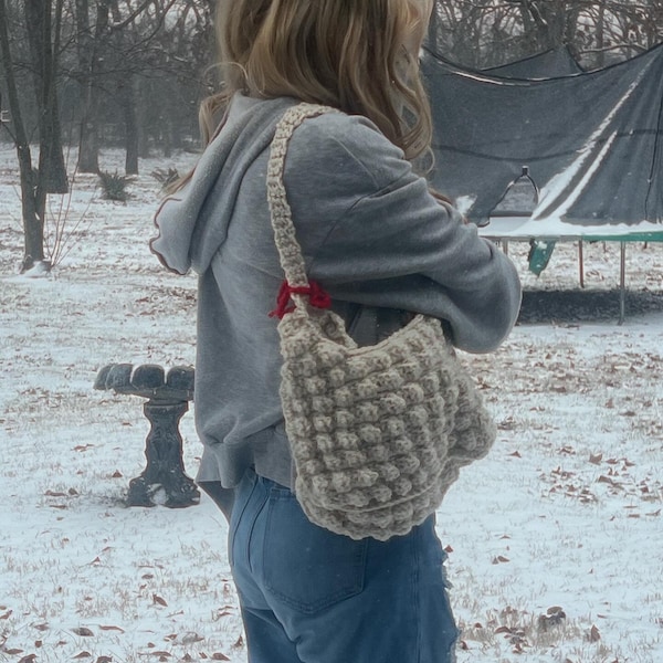 Handmade Crochet Bubble bag, Trendy spacious bag