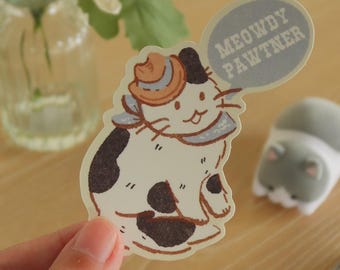 Cowboy Cat Meowdy Partner Matte Vinyl Die Cut Sticker