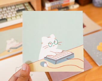 Email Cat Small Art Print Postcard
