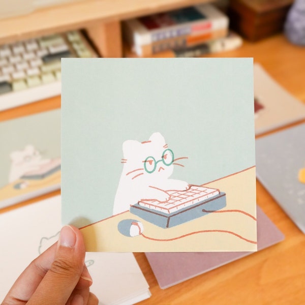 Email Cat Small Art Print Postcard