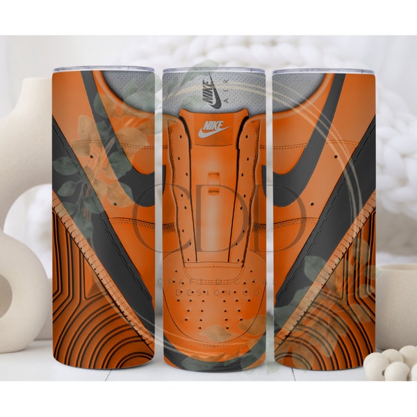 Aj 1 texas orange and black Sneaker Tumbler wrap for 20 oz cup skinny tumbler for sublimation