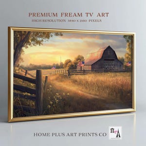 Independence Frame TV Art, 4th of July Frame TV Art, Rustic American Flag Old Barn, American Heritage Frame TV Art, Digital Download, TV321