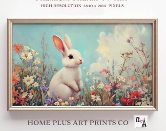 Osterhase Samsung Rahmen TV Kunst Frühling Ostern TV Kunst Frühling Wildblumen Gemälde Vintage Osterkunst Digitaler Download, TV274