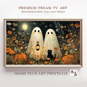 Halloween Samsung Frame TV Art Ghost,Wildflower Field Frame TV Art Ghost,Vintage Fall Landscape Painting Tv Art,Autumn Spooky Tv Art, TV 371
