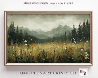 Vintage Landscape Frame TV Art,Wildflower Field Frame TV Art, Moody Country Landscape Painting TV Art Digital Download,Samsung Tv Art, TV293