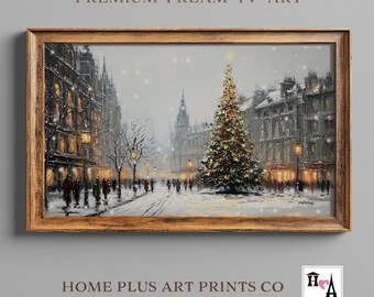 Frame TV Art Christmas Tree , Victorian Christmas Night Town Painting, Samsung  Frame TV Art, Christmas wall Decor, Digital Download, TV517