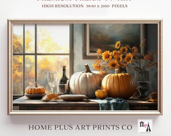 Fall Samsung Frame TV Art,Vintage Pumpkin Painting Fall Art for Frame TV,Thanksgiving TV Art,Digital Download,Thanksgiving Screensaver,TV230