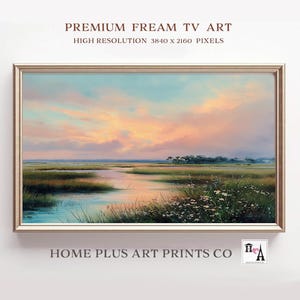 Marsh Sunset Frame Tv Art, Samsung Frame TV Art Summer, Watercolor Marsh Sunset Landscape Painting TV Art, Lowcountry Coastal TV Art, TV339