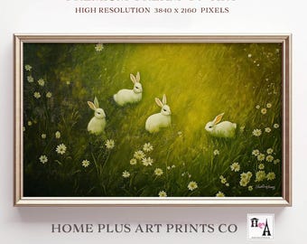 Easter Rabbit Frame Tv Art Samsung Frame TV art Easter Wall TV Art Spring Easter Frame TV Art Vintage Bunny Art Easter Home Decor, TV265