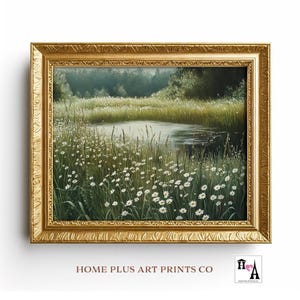 Printable Wildflower Field Landscape Vintage Painting, Spring Print Farmhouse Print Neutral Wall Art, Spring Art Digital Download Print, W27