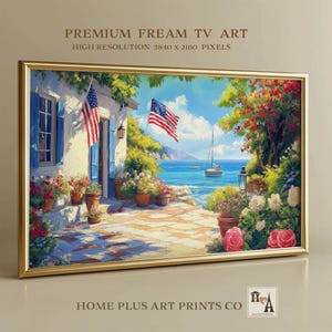 Independence day frame Tv art, 4th of July Samsung TV art, American flag coastal TV art, Summer frame Tv art, Coastal Frame TV art, TV316