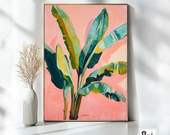 Vintage Banana Leaf Print, Tropical Banana Tree Printable Art, Tropical Leaf Tree Print, Banana Tree Poster,Printable Tropical Wall Art, W40