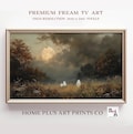 Ghost Family Samsung Frame TV Art, Ghost Family in Vintage Landscape Painting Frame TV Art, Autumn spooky painting Digital Download, TV403