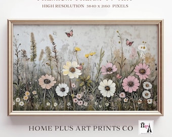Frame TV Art Spring Abstract Flower Painting Samsung Frame TV Art Colorful Floral Digital Download for Tv Textured Wildflower Tv Art, TV287