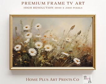 Samsung Frame TV Art, Wildflower Frame TV Art, Warm Tone Wildflower Painting, Vintage Flowers Art,Country Painting, Digital Download, TV0119