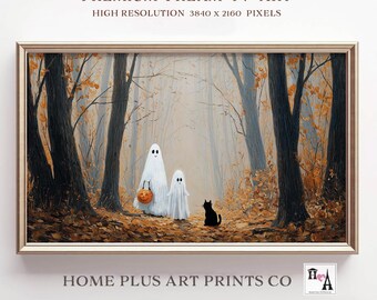 Halloween Ghost Frame TV Art, Samsung Frame TV Art,Ghost & Black Cat Tv Art, Spooky Farmhouse Decor,Halloween Tv Art Digital Download, TV367