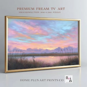 Marsh Sunset Frame Tv Art, Samsung Frame TV Art, Pastel Marsh Sunset Landscape Painting TV Art, Carolina Lowcountry Coastal TV Art, TV338