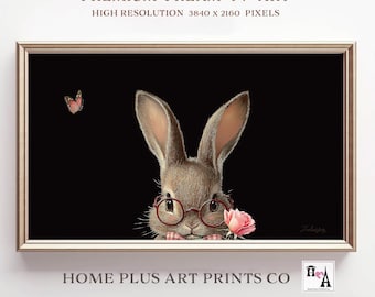 Easter Bunny Samsung Frame TV Art Vintage Style Rabbit Painting Moody Easter Bunny Screensaver Easter Frame TV Art Easter Home Decor, TV279