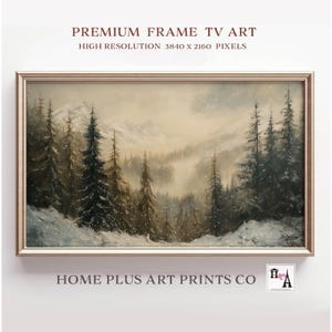 Winter Pine Forest Frame TV Art,Winter Landscape Painting TV Art,Winter Samsung Frame TV Art,Christmas Wall Art,Holiday Digital Art, TC134