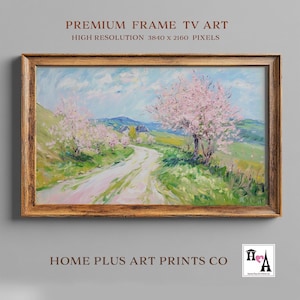 Kirschblüte Frühlingsrahmen TV Kunst, Vintage Frühling Landschaftsmalerei, Bauernhaus Dekor Digitaler Download, Osterrahmen TV Kunst, TV240 Bild 1