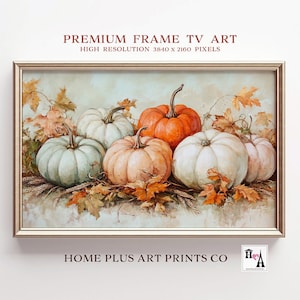 Samsung Frame TV Art, Vintage Pumpkin Painting Samsung Frame TV Art,Fall TV Art, Fall Art for Frame Tv,Fall Decor,Digital Download, TVH15