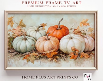 Samsung Frame TV Art, Vintage Pumpkin Painting Samsung Frame TV Art,Fall TV Art, Fall Art for Frame Tv,Fall Decor,Digital Download, TVH15