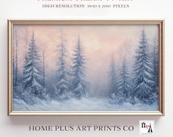 Winter Pine Forest Frame TV Art,Snowy Pine Trees Samsung Frame TV Art, Winter Landscape Art for TV, Farmhouse Decor, Digital Download, TVC22