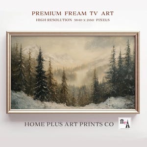Winter Pine Forest Frame TV Art,Winter Landscape Painting TV Art,Winter Samsung Frame TV Art,Christmas Wall Art,Holiday Digital Art, TC134