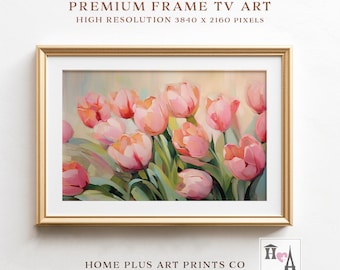 Samsung Frame TV Spring Art,Tulip Art for Frame Tv,Spring Tulip Pastel Flowers, Neutral Toned Soft Floral TV Art,Digital Download, TV072