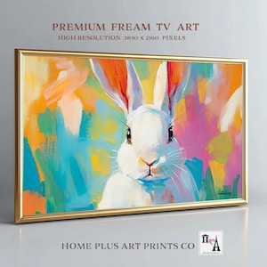 Paashaas Samsung frame tv-kunst, konijnen decor lente tv-kunst, paashaas kunst voor tv digitale download, konijn frame tv-kunst, TV267