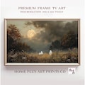 Ghost Family Samsung Frame TV Art, Ghost Family in Vintage Landscape Painting Frame TV Art, Autumn spooky painting Digital Download, TV403