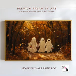 Halloween Frame TV Art, Ghost Friends in the woods Samsung Frame TV Art, Autumn spooky TV art, Fall Tv Art Halloween Party Tv Art, TV361