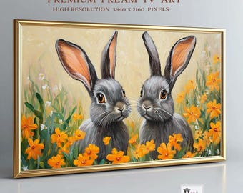 Easter Frame TV Art Samsung Frame TV Art Spring Easter TV Art Bunny Rabbits Vintage Easter Rabbits Farmhouse Decor Easter Nursery Art, TV266