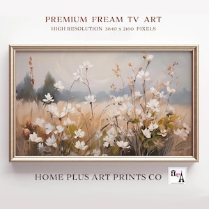 Samsung Frame Tv art, Wildflower TV Art, White Flower Painting, Easter Frame TV Art , Spring Samsung Frame TV Art, Vintage Floral Art, TV245