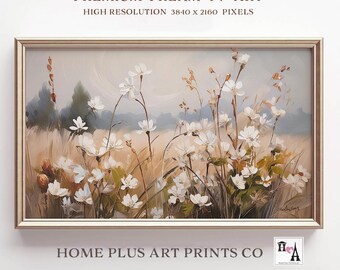 Samsung Frame Tv art, Wildflower TV Art, White Flower Painting, Easter Frame TV Art , Spring Samsung Frame TV Art, Vintage Floral Art, TV245