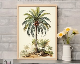 Printable Vintage Palm Tree Wall Art,Palm Trees Art Print,Tropical Wall Art, Tropical Beach House Decor,Printable Digital Download, WA02