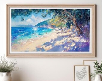 Coastal Beach Samsung Frame TV Art,Seascape Painting Frame Tv Art,Beach House Decor, Coastal Tv Screensaver, Summer Beach Frame Tv Art,TV305
