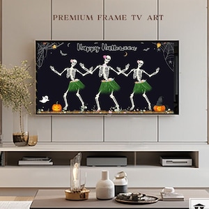 Halloween Samsung Frame TV Art,Dancing Funny Skeletons, Fall Art, Modern Halloween,Halloween Wall Art, LG TV Art, Digital Download, TVH98