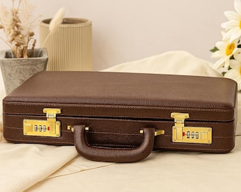 Porte-documents en cuir personnalisé, sacoche gravée pour ordinateur portable, trousse d'affaires verrouillable