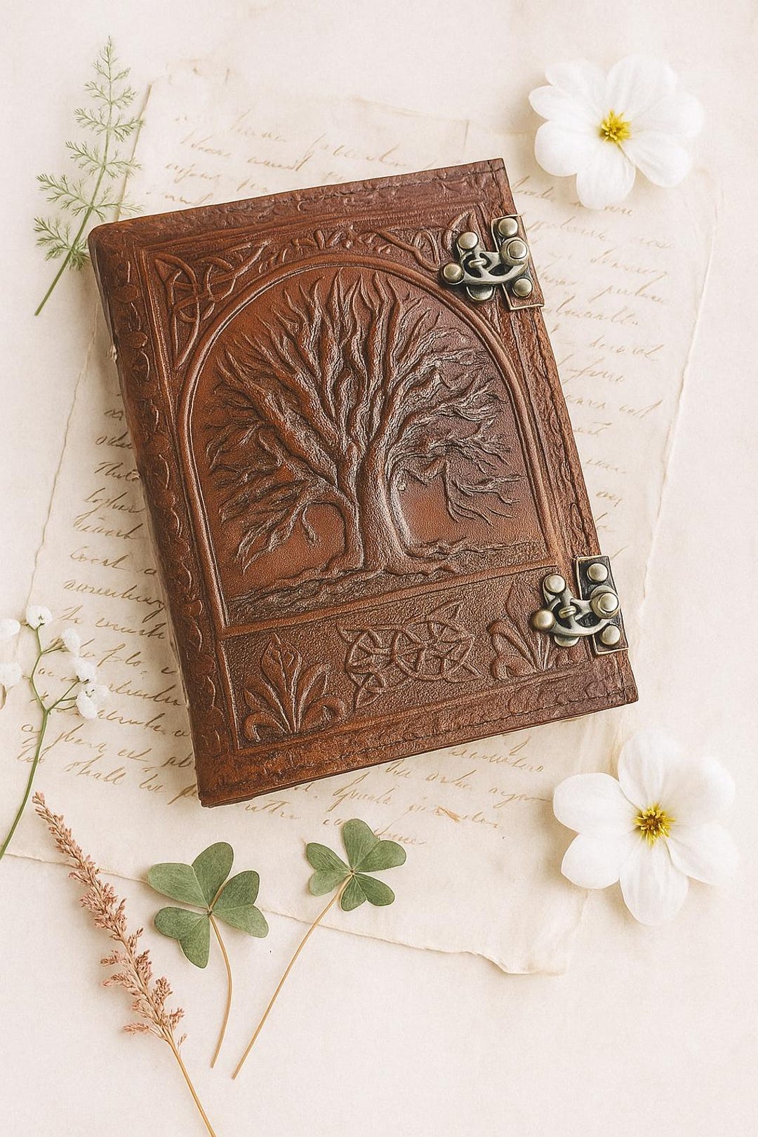 Personalized Leather Journal – Handmade Tree of Life Grimoire - Etsy