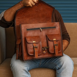 Handmade Leather Laptop Messenger Bag | Vintage Satchel Briefcase
